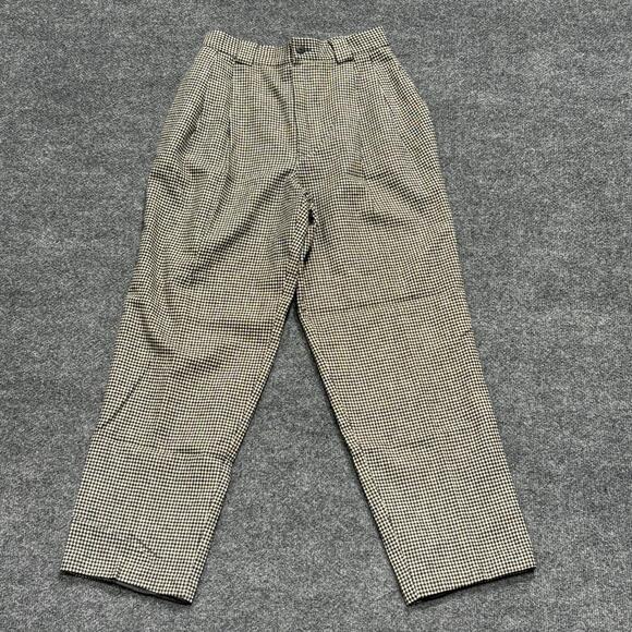 Savannah Pants - Vintage Savannah Petites Pants Womens Small Houndstooth Pleated Wool Trouser Y2K